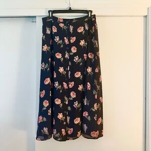 Vintage Floral Button Front Midi Skirt